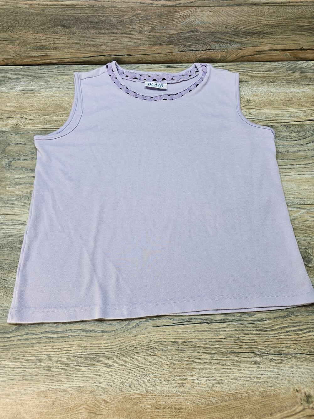 Blair Women's Lavender Purple Sleeveless Tank Top Crochet Trim Pullover Shirt